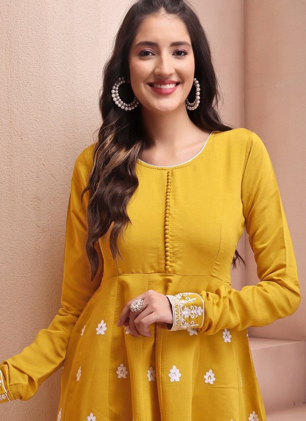 Kf  Mansi Kalaai Mustard Chanderi Embroidery Kurti With Bottom Dupatta Wholesale Shop In Surat